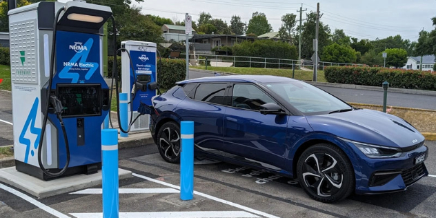 Kia EV6 charging at a battery-integrated charger in NSW